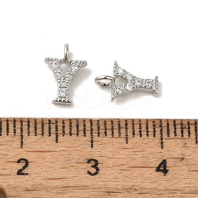 Initial Letter Brass Micro Pave Cubic Zirconia Pendants ZIRC-F008-Y-1