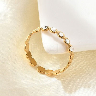 304 Stainless Steel Rhinestone Open Cuff Rings LS-RJEW-M070-02G-02-1