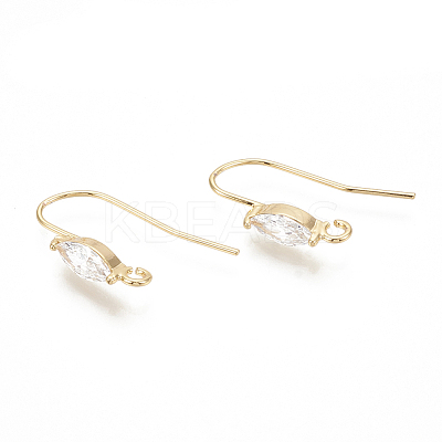 Brass Earring Hooks X-ZIRC-Q019-006G-1