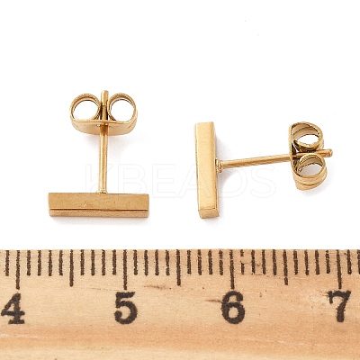 Cuboid Ion Plating(IP) 304 Stainless Steel Stud Crawler Earrings EJEW-O052-45G-1