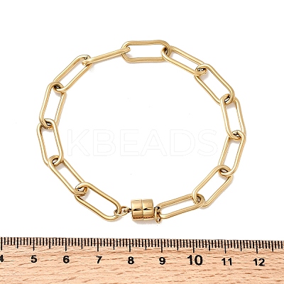 304 Stainless Steel Paperclip Chains Bracelets for Women BJEW-K237-21G-1