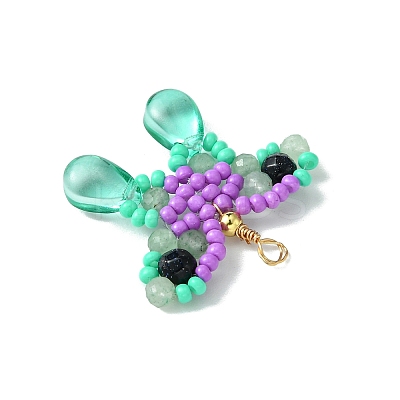 Beaded Butterfly Charms PALLOY-MZ00430-1