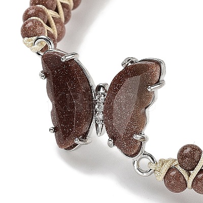 Synthetic Goldstone Braided Round Bead Bracelets BJEW-K251-06K-1