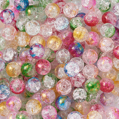Transparent Spray Painted Crackle Glass Beads Strands GLAA-TA0003-09-1