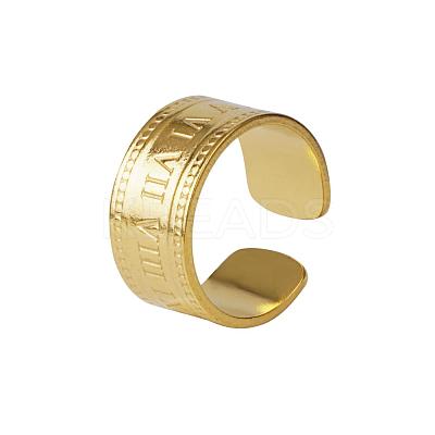 Roman Numeral 304 Stainless Steel Cuff Open Rings FC5135-1-1