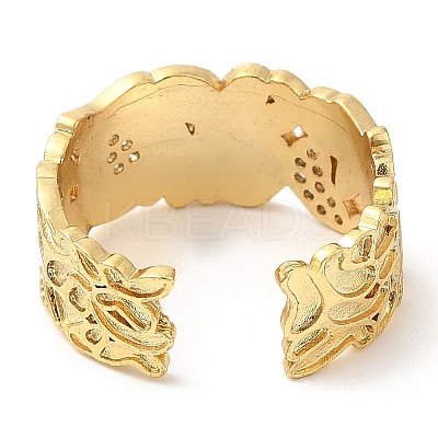Rack Plating Brass Pave Clear Cubic Zirconia Open Cuff Rings RJEW-Q770-33G-1