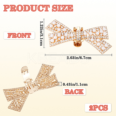 2Pcs Bowknot Alloy Rhinestone Shoe Decorations FIND-CP0002-26B-1