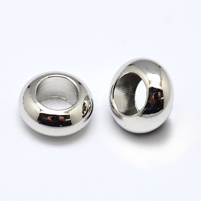 Brass Flat Round Spacer Beads KK-M085-10P-NR-1