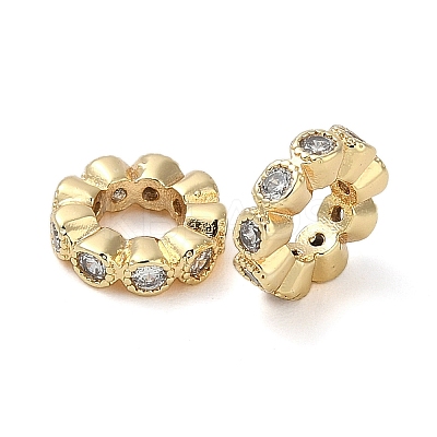 Brass Clear Cubic Zirconia Linking Rings KK-U045-10G-1
