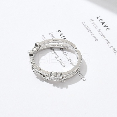 Clear Cubic Zirconia Cuff Rings RJEW-G337-18P-1