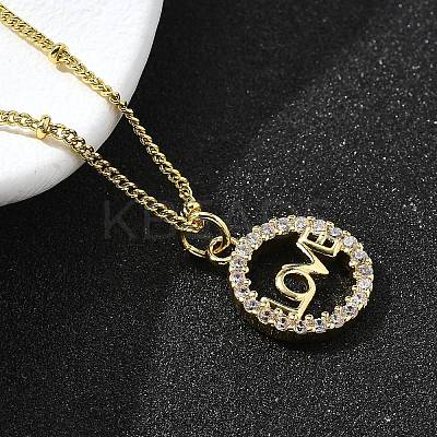 Brass Clear Cubic Zirconia Pendant Necklaces for Women NJEW-A039-02C-G-1