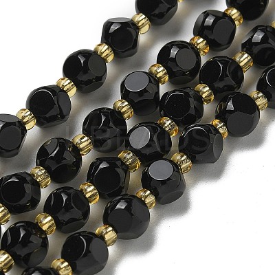 Natural Black Onyx(Dyed & Heated) Beads Strands G-K387-A03-01-1