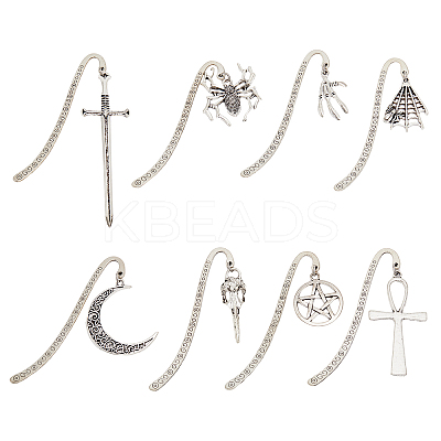 1 Set Gothic Style Alloy Hook Bookmarks AJEW-FH0003-75-1