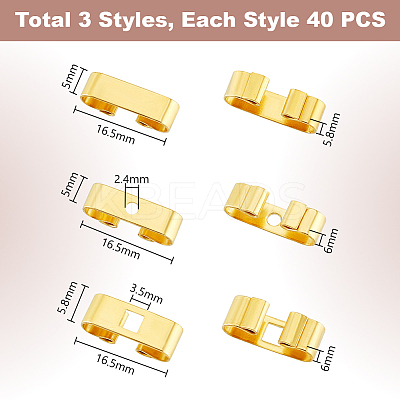 120Pcs 3 Styles Brass Bolo Tie Slides Clasp Accessories KK-PH0011-01-1