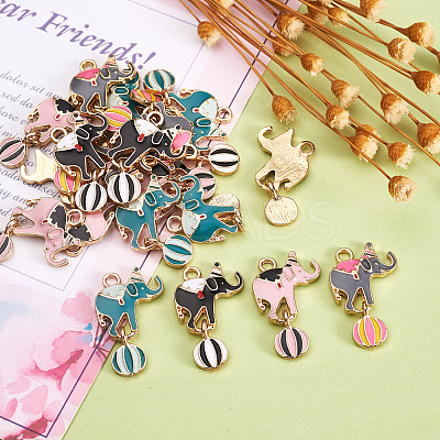 32Pcs 4 Colors Zinc Alloy Enamel Pendants ENAM-TA0001-25-1