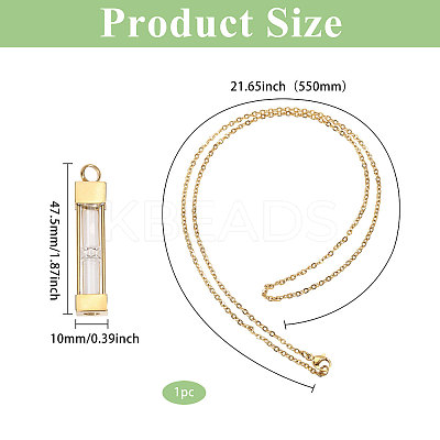1Pc Glass Hourglass Rectangle Pet Memorial Keepsake Urn Ashes Pendant Necklaces NJEW-CA0001-27G-1