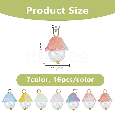 112Pcs 7 Colors Glass Pendants PALLOY-DC00036-1