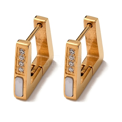 304 Stainless Steel Clear Cubic Zirconia Trapezoid Hoop Earrings EJEW-D331-17G-1