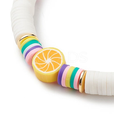 Handmade Polymer Clay Heishi Surfer Stretch Bracelet BJEW-JB08903-1