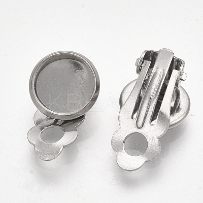 Tarnish Resistant 201 Stainless Steel Clip-on Earring Findings X-STAS-S079-81B-1