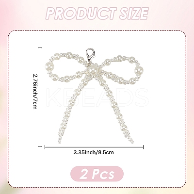 Plastic Imitation Pearl Bowknot Shoe Charms DIY-WH20002-152D-1