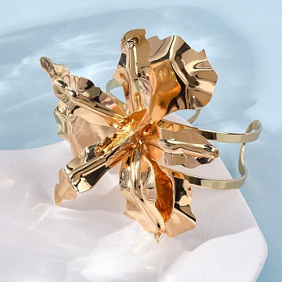 Alloy & Iron Cuff Bangles for Women BJEW-F501-01C-KCG-1