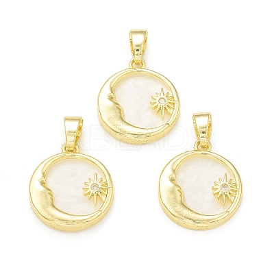 Rack Plating Brass Micro Pave Clear Cubic Zirconia Pendants KK-C011-27G-1