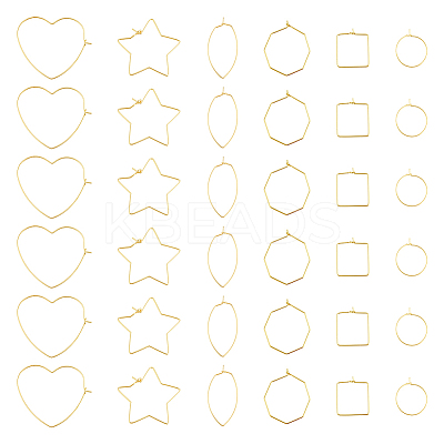 36pcs 6 styles Brass Hoop Earrings Findings KK-UN0002-41-1
