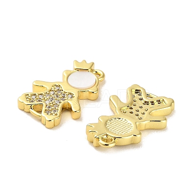 Brass Micro Pave Clear Cubic Zirconia Prince Connector Charms KK-K365-15B-G-1