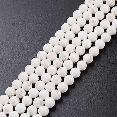 Frosted Round Natural Magnesite Beads Strands G-I168-07-8mm-1
