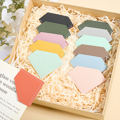 12Pcs 12 Colors PU Leather Diamond Shape Bookmarks AJEW-CL0001-22-1