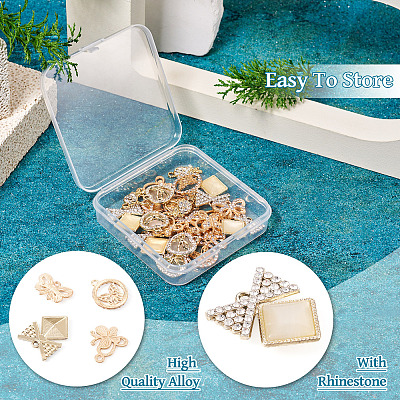 24Pcs 6 Styles Alloy Crystal Rhinestone Pendants FIND-TA0006-20LG-1
