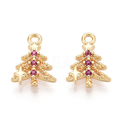 Brass Micro Pave Cubic Zirconia Charms KK-N263-145C-G-1