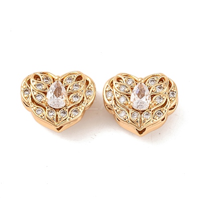Brass Micro Pave Clear Cubic Zirconia Beads KK-S389-20G-1