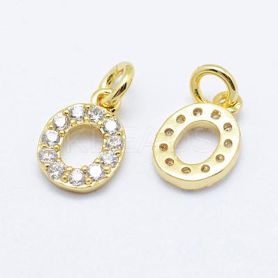 Brass Micro Pave Grade AAA Cubic Zirconia Charms ZIRC-P067-11G-O-NR-1