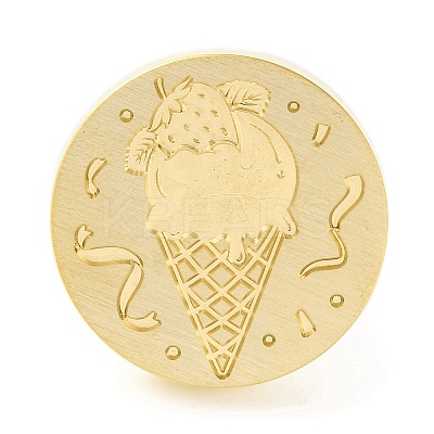 Golden Tone Round Wax Seal Brass Stamp Heads AJEW-Z034-01G-10-1