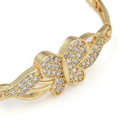 Rack Plating Brass Micro Pave Clear Cubic Zirconia Link Chain Bracelets BJEW-Z069-02G-01-1