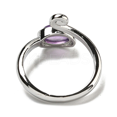 Natural Amethyst Adjustable Rings RJEW-K269-08P-04-1
