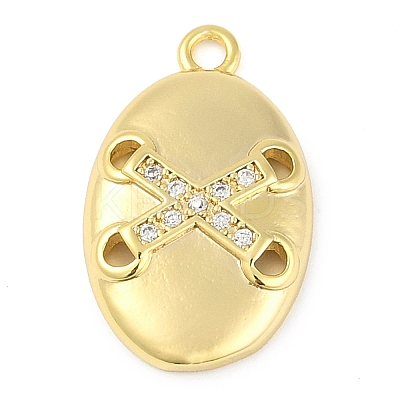 Cross Theme Real 18K Gold Plated Brass Micro Pave Clear Cubic Zirconia Pendants LS-KK-L219-06G-06-1