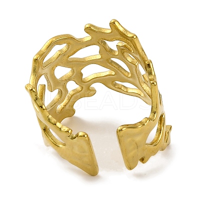 Ion Plating(IP)  304 Stainless Steel Cuff Bangles for Women BJEW-D050-02G-1