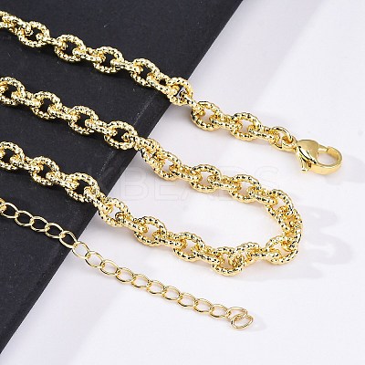 Brass Textured Cable Chain Necklaces for Women NJEW-K282-05G-1
