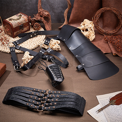 Medieval Style Adjustable PU Leather with Iron Fencing Sheath AJEW-OC0005-09-1