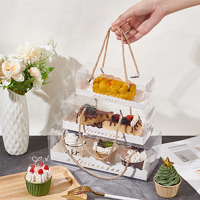 18 Sets 3 Styles Portable Transparent Plastic Swiss Cake Roll Sandwich Holder Box CON-NB0002-13-1