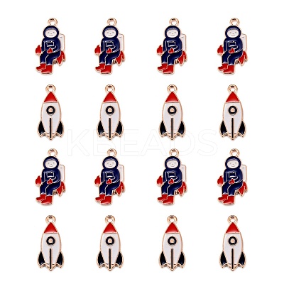 20Pcs 2 Style Zinc Alloy Enamel Pendants ENAM-LS0001-17G-1