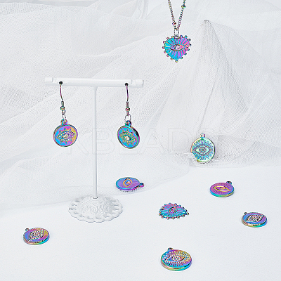 4Pcs 2 Style 304 Stainless Steel Pendant Enamel Settings STAS-DC0007-50-1