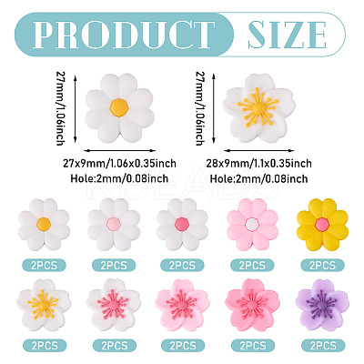 20Pcs 10 Styles Silicone Beads SIL-TA0002-90-1