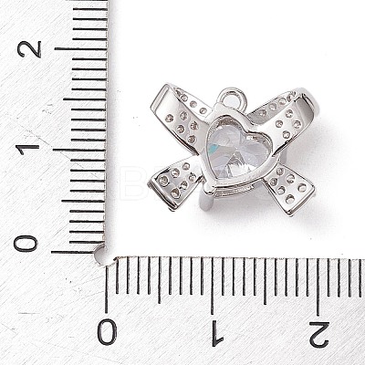 Rack Plating Brass Micro Pave Clear Cubic Zirconia Pendants KK-H463-10P-01-1