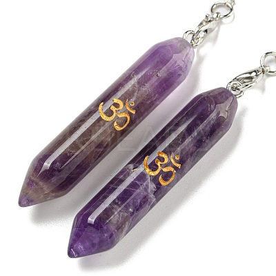 Bullet Natural Amethyst Pointed Dowsing Pendulums AJEW-B106-01AS-06-1