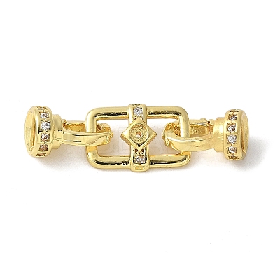 Brass Pave Clear Cubic Zirconia Fold Over Clasps KK-M320-16G-1