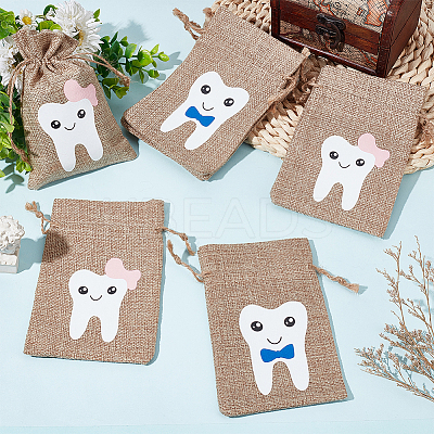 12Pcs 2 Colors Rectangle Linen Packing Pouches ABAG-FG0001-03-1